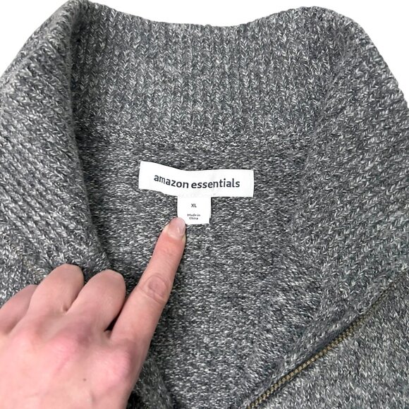 Amazon Essentials Men's Size XL Long Sleeve 1/4 Zip Mock Neck Sweater Charcoal - Picture 3 of 7